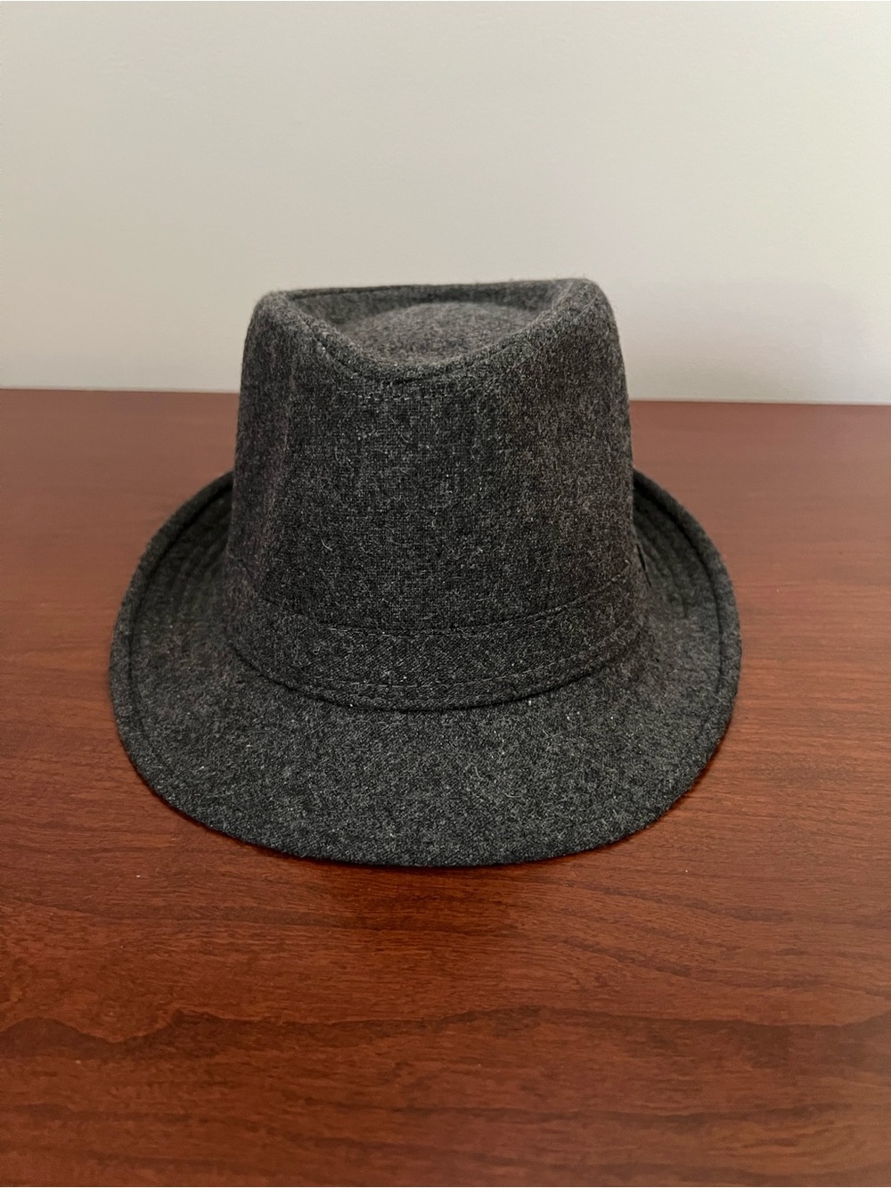 Charcoal Gray Wool felt look Fedora Hat